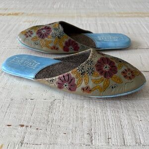 L’Artiste by Spring Step Traveler Slippers EU size 38 US 7.5 8 Leather Floral